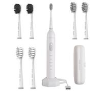 BarberBoss Smart Electric Toothbrush for Adults, 6 Replacement Heads, 5 Cleaning Modes, Pressure Sensor, Quad Interval Timer & USB Charging, Sonic Toothbrush