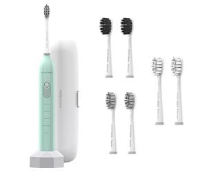 BarberBoss Sonic Electric Toothbrush, Adjustable Wave Angles, 5 Brushing Modes, 6 Brush Heads, Travel Case, Portable and Whitening Electric Tooth Brush for Adults