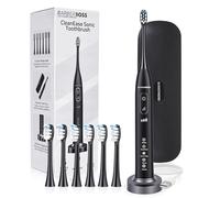 BarberBoss Sonic Electric Toothbrush, Black Rechargeable Toothbrush for Adults, 5 Modes × 3 Intensities, 2-Minute Timer, 6 Brush Heads, Up to 180-Day Use, IPX8 Waterproof, QR-7302