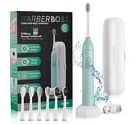 BarberBoss Sonic Electric Toothbrush with Advanced Wave Technology (40°/50°/60° Adjustable Oscillation Angles), 45-Day Battery, 5 Modes & 6 Brush Heads, Travel Case, IPX7 Waterproof, Smart Timer