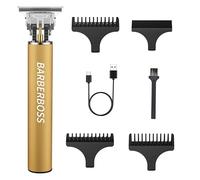 BarberBoss T-Blade Hair & Beard Trimmer, Cordless Men’s Detail Clipper, USB Charging, 3 Precision Combs, Men’s Grooming Tool for Face, Neckline & Hairline (Gold)