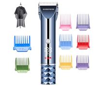 BarberBoss Turbo Hair & Beard Trimmer for Men, Cordless Rechargeable Body Clipper with Adjustable Blade, LED Screen, 8 Guide Combs, Men’s Grooming Kit