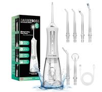 BarberBoss Water Flosser, Portable Oral Irrigator, Electric Tooth Flosser, Teeth Cleaning Kit, Cordless Water Flossers (White)