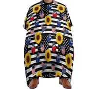 Barbers Cape Black And White American Flag Sunflower Art Cutting Gowns Waterproof Salon Capes Apron Salon Barber Gown For Barbershop Hairdressers Coloring Styling 140X168Cm