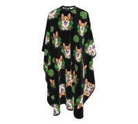 Barbers Cape Cute Corgi Dog Tropical Leaves Peony Flowers Styling Cutting Gowns Professional Salon Capes Apron Unisex Hairdressers Gown For Adults Shampoo Hairdressers 140X168Cm