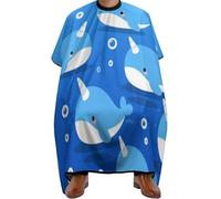 Barbers Cape Cute Unicorns Narwhals Pattern Blue Salon Capes Apron Salon Cutting Gowns Unisex Hairdressers Gown For Adults Barbershop Kids 140X168Cm
