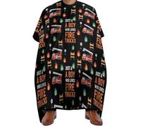Barbers Cape Just A Boy Who Loves Fire Trucks Cape For Hair Cutting Salon Salon Capes Apron Barber Accessories Cutting Gowns For Barbershop Hairdressers Shampoo 140X168Cm