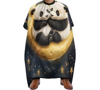 Barbers Cape Pandas On The Moon Cape For Hair Cutting Unisex Barber Gown Professional Cutting Gowns For Shampoo Hairdressers Barbershop 140X168Cm