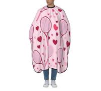 Barbers Cape Pink Tennis Rackets And Hearts Cutting Gowns Salon Cape For Hair Cutting Waterproof Barber Gown For Barbershop Hairdressers Adults 140X168Cm