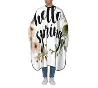 Barbers Cape Text Hello Spring Sage Green Florals Wreath Barber Gown Salon Salon Capes Apron Barber Accessories Cape For Hair Cutting For Coloring Styling Hairdressers Adults 140X168Cm