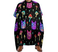 Barbers Cape Trippy Eyes Cat Black Goth Mushroom Salon Capes Apron Waterproof Cutting Gowns Unisex Barber Gown For Hairdressers Adults Coloring Styling 140X168Cm