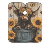 Barbers Cape Vintage Highland Cow Sunflowers Butterfly Salon Capes Apron Salon Cutting Gowns Professional Cape For Hair Cutting For Kids Barbershop Coloring Styling 140X168Cm
