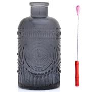 Barber's Handmade Singeing Stick | Turkish Traditional Ear Hair Removal Tool Set | 1x Black Glass Jar & 1x Singeing Stick