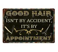 Barbershop Sign Good Hair Isn't by Accident, It's by Appointment, Retro Metal Tin Sign for Barber Shop Decoration Man Cave Wall Decor, Hair Stylist Gifts 8x12inch