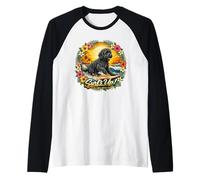 Barbet Water Dog Surfing Beach Sunset Holiday Raglan Baseball Tee