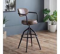 Ambrose Industrial Leather Barstool Brown