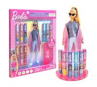 Barbie 11 Pc Lip Gloss Set Plant Based, Moisturizing Acrylic Stand for Girls Kids Toddlers, Perfect for Parties Sleepovers Birthday Gift for Girls Age 3+ by Townley Girl