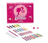 Barbie 162 Pcs Pop Up Artist Easel Kids Art Set - White Board & Chalkboard with Markers, Felt Pens, Colouring Pencils, Paint Cakes, Crayons, Oil Pastels, Chalks & Painting Set Accessories