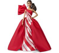Barbie 2019 Holiday Doll 11.5-inch Brunette Wearing Red and White Gown with Doll Stand and Certificate of Authenticity