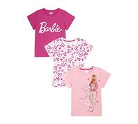 Barbie 3PK Girls' Summer T-Shirts, Ages 3-10 (UK, 7-8 Years, Regular, Multi)