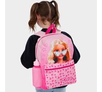 Barbie 4 Piece School Bag Set - Girls Backpack, Lunch Bag, Water Bottle & Pencil Case - Official Merchandise - Pink