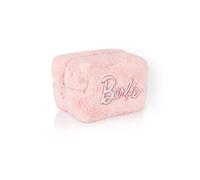 Barbie Womens Fluffy Makeup Bag | Ladies All Over Fur with Embroidered Logo in Pink | Classic Logo Zip Cosmetic Storage Bag Doll Apparel Container with Ample Storage | Movie Film Toy Merchandise Gift