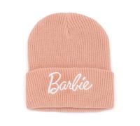 Barbie Womens Beanie in Pink | Adults Doll Logo Winter Knitted Woolly Hat | Ladies One Size Head Warmer | Comfortable Movie Headwear Accessory Merchandise Gift for Her