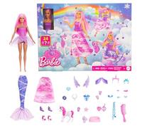 Barbie - Advent Calendar 2025 with Doll - Barbie Fantasy Christmas Calendar with 24 Surprises for Girls - Fashion Doll as Fairy, Mermaid and Princess with Unicorn