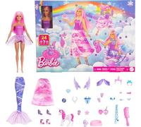 Barbie Advent Calendar with Doll & 24 Surprise Toy Accessories Including Unicorn & Pets, Transform Fashion Doll into Mermaid, Fairy & More, JFL66