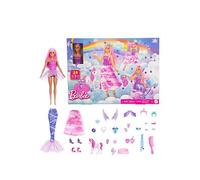 Barbie Advent Calendar with Doll & 24 Surprise Toy Accessories Including Unicorn & Pets, Transform Fashion Doll into Mermaid, Fairy & More, JFL66