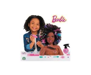 Barbie, Affro Style Styling Head, 27 Hair Accessories Included, Colour Changing Makeup, Toy for Children Aged 3 and Above, GIOCHI PREZIOSI, BAR34
