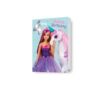 Danilo Promotions Limited Barbie Age 4 Birthday Card, Official Barbie Age 4 Birthday Card, Happy Birthday Age 4 Barbie Card,Multi,7x6 inch