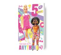 Danilo Promotions Limited Barbie Age 5 Birthday Card, Official Barbie Age 5 Birthday Card, Happy Birthday Age 5 Barbie Card,Multi,9 x 5 inch