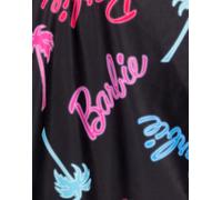 Barbie Womens Swimsuit | Multicoloured All in One Swimming Costume for Ladies | Black Pink Blue Green Palm Tree Doll Classic Logo | Front Knot Two Straps Cossie | Swimwear Merchandise Gift for Adults