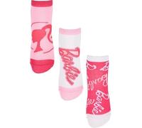 Barbie Ankle Short Socks Barbie Cotton Socks Girls Set with Three Different Pairs Patterns and Colours Sizes 23 to 34 (23-26, Pink), blue, 23-26