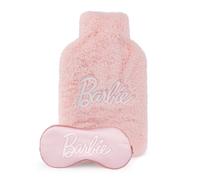 Barbie Women's Hot Water Bottle & Eye Mask Set | Ladies & Girls Furry Heat Pad and Satin Sleepwear Eye Cover in Pink | Complete Matching Nightwear Gift Bundle | Doll Movie Toy Merchandise Apparel