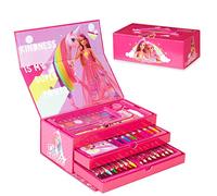 Barbie Art Set for Girls with Colouring Pencils Paints Felt Tip Pens Stationery Crafts for Kids Art Supplies School Travel 40 Plus Pcs Gift Set