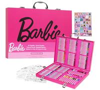 Barbie Art Supplies Set, 130+ Pcs Girls Drawing Colouring Travel Case with Crayons, Felt Tips Colouring Pencils - Girls Gifts