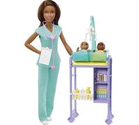 Barbie Baby Doctor Playset with Brunette Doll 2 Infant Dolls Exam Table