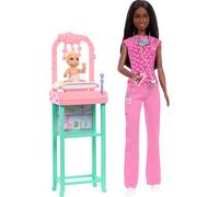 Barbie Baby Doctor with Brunette Fashion Doll Wearing Pink Scrubs 1 Baby Doll with Accessories & Furniture