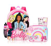 Barbie Backpack with Lunch Box Set - Bundle with 16" Backpack, Lunch Bag, Stickers, Water Bottle, More | Barbie School Bag Set for Girls, Kids