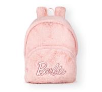 Barbie Ladies Fluffy Backpack | Womens Classic Patch Logo Teddy Bear Rucksack Bag in Pink | Adjustable Straps & Spacious Compartments for Organised Storage | Doll Toy Movie Merchandise Gift for Her