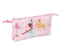 BARBIE BALLET - Triple Pencil Case, Children's Pencil Case, Ideal for School Age Children, Comfortable and Versatile, Quality and Resistance, 22 x 3 x 12 cm