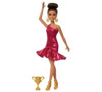 Barbie Ballroom Dancer Fashion Doll with Red Ruffle Dress, Dancing Shoes & Brown Styled Hair, Dancing Trophy Accessory