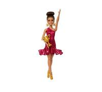 Barbie Ballroom Dancer Fashion Doll with Red Ruffle Dress, Dancing Shoes & Brown Styled Hair, Dancing Trophy Accessory