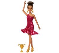 Barbie Ballroom Dancer Fashion Doll with Red Ruffle Dress, Dancing Shoes & Brown Styled Hair, Dancing Trophy Accessory