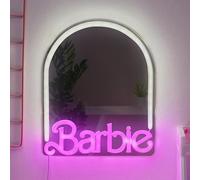 Paladone Barbie LED Neon Light Up Wall Mirror, Officially Licensed Mattel Home & Bedroom Décor for Girls, Teenagers, Women, Pink USB Powered Lamp