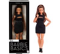 Barbie Basics Model 05 Collector Doll with Brunette Hair Black Mini Dress & Heels Universal-fit Fashions Posable Curvy Body & Swappable Doll Head