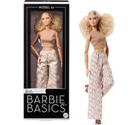 Barbie Basics Model Collector Fashion Doll 07 with Blonde Hair & White Print Pants, Universal-fit Fashions & Posable Body, JJX26