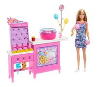Barbie Mysteries: Beach Detectives Malibu” Doll & Cotton Candy Game Booth Playset with 20 Accessories Including Prizes, JFV67
